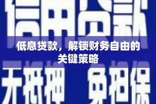 春日低息贷款，解锁财务自由的关键策略