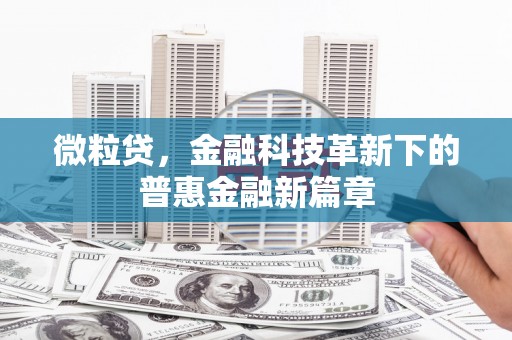 春日微粒贷，金融科技革新下的普惠金融新篇章